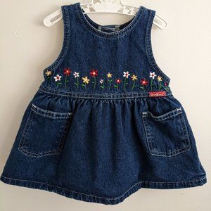 Osh Kosh flower embroidered denim baby dress - vintage 12M